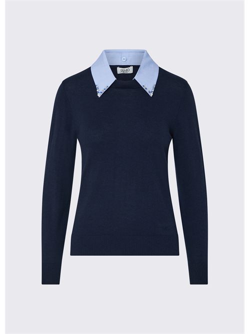 Maglia con dettaglio popeline LIU JO | WF6452MA16R/L9446